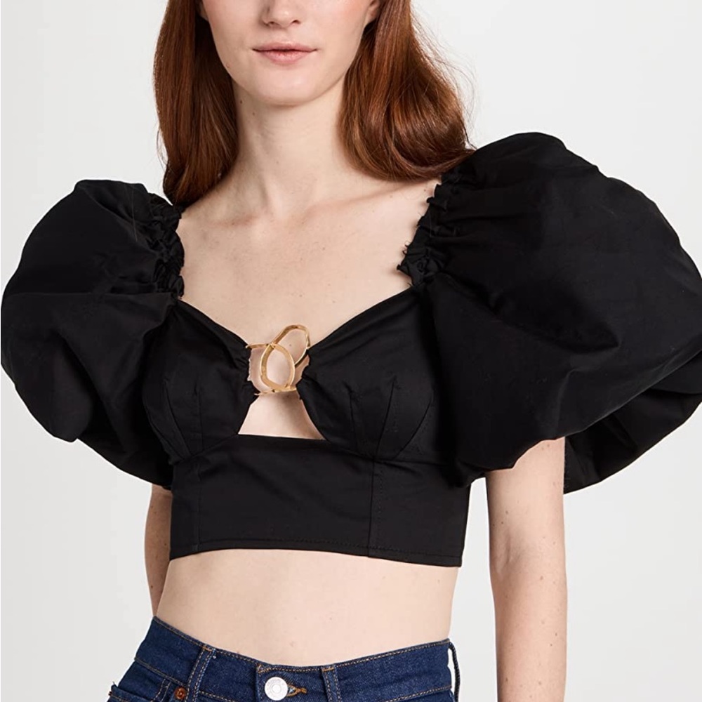 Aje marcel puff sleeve bodice top in black
